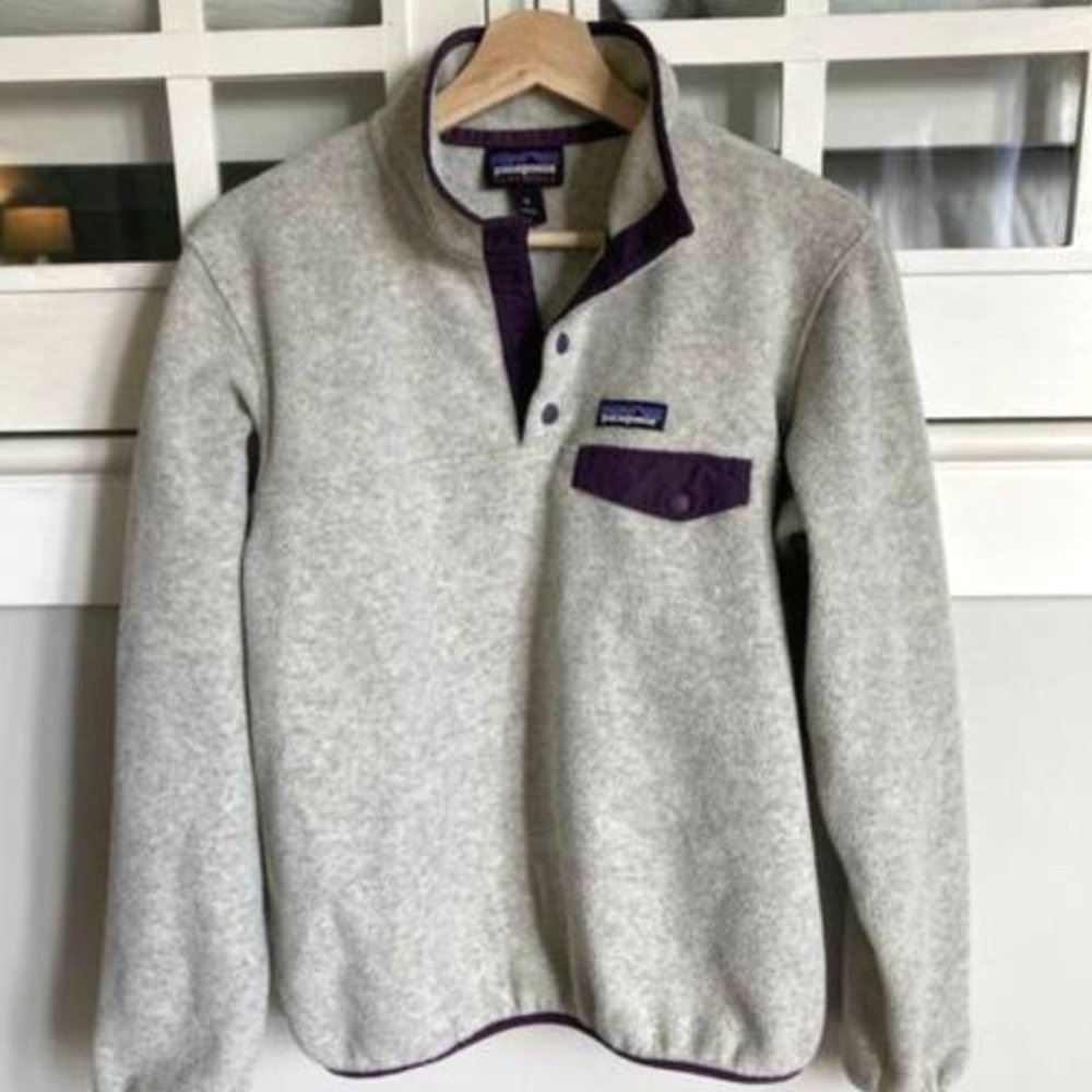 Patagonia Women's Pullover Fleece (M) Grey & Plum